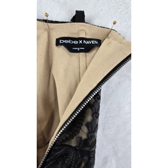 Black Lace Formal Mini Dress BeBe X Naven Corset Bustier Spaghetti Straps Victor - Picture 6 of 12